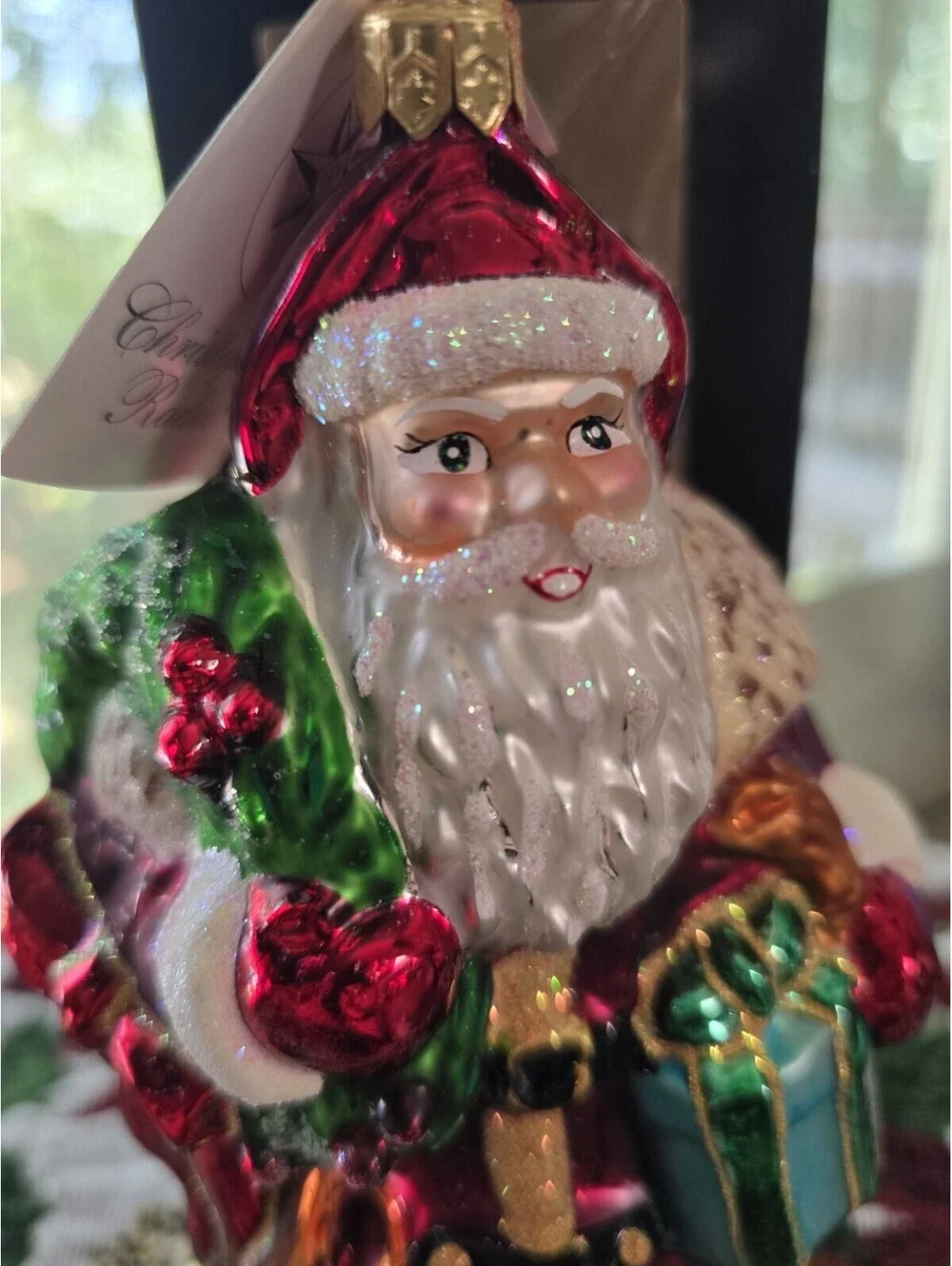 Vtg Christopher Radko Ruby Santa Ornament Christmas Collectible 1999 8.5in
